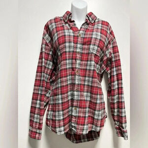 Men's Vintage Weatherproof Red Plaid Button Up